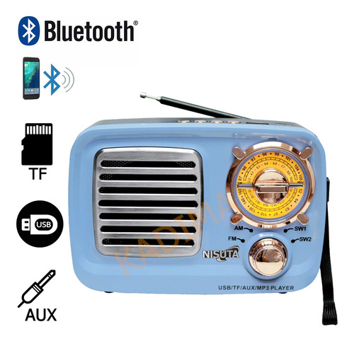 Radio Retro Vintage Parlante Nisuta Ns-rv15 Bluetooth Fm/am