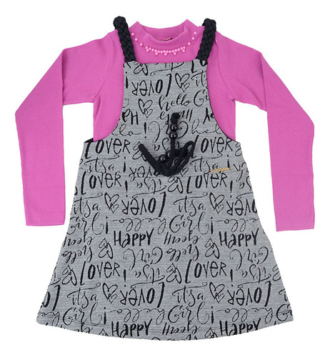 Conjunto Infantil Feminino Lussan Salopete Preto - 9223