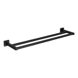 Porta Toalha Preto Barra Dupla Quadratta Black Matte Deca 2042.bl83.mt