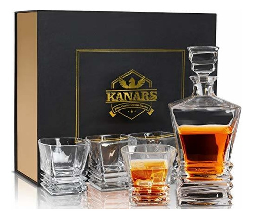 Kanars - Juego De Decantadores De Whisky, Con 4 Vasos