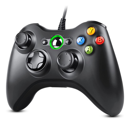 Joystick P/ Xbox 360 Y Pc Windows C/ Cable Usb Vibra Coutas Color Negro