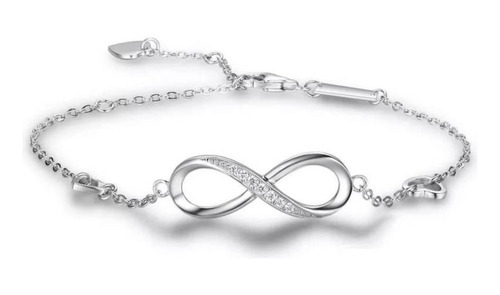 Pulsera Infinito Corazón Plata Ley 925 Mujer Joyas Elegante 