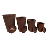 Kit 4 Vasos Luxo Escovados Plantas Casa Jardim 4 Tamanhos