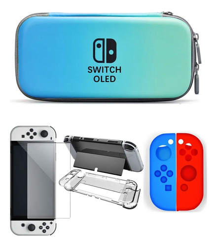 Combo: Estuche+siliconas+vidrio Protector N Switch Oled