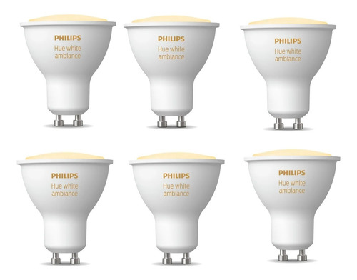 Pack Philips Hue 6 Ampolletas Led Gu10 Luz Fria & Calida 5w