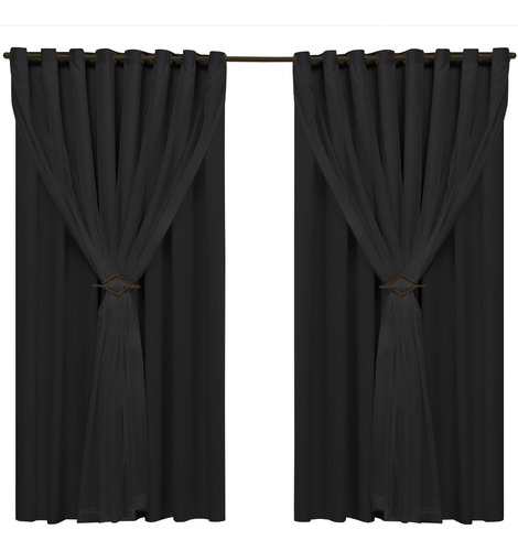 Cortina Branca Blackout Pvc Com Voil 3,00x2,50 Sala/quarto