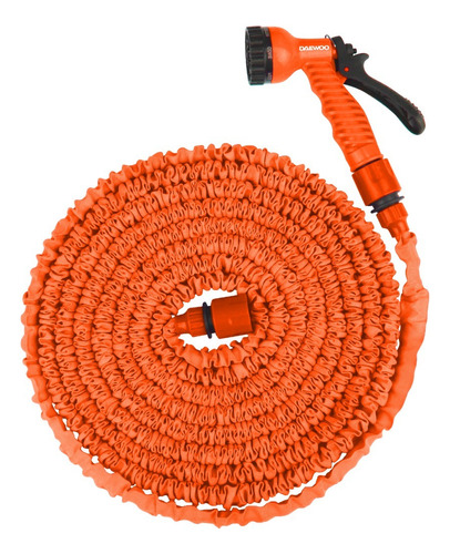 Manguera Mágica De Riego Expandible 15 Mts. Daewoo + Pistola Color Naranja