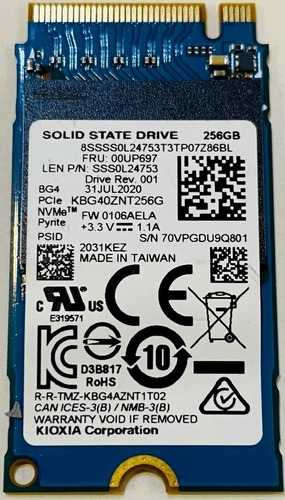 Disco Ssd 256gb M.2 Nvme Kioxia - En Blister-