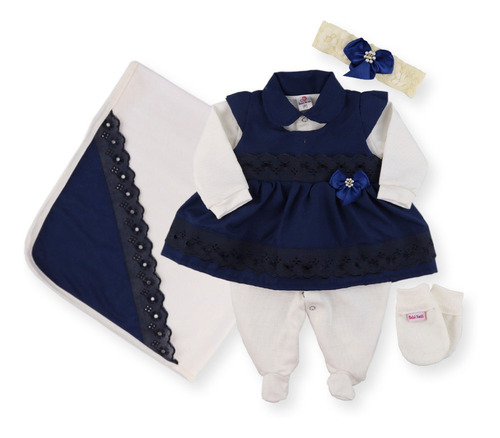 Kit Saída Maternidade Bebê Menino Menina Manta Conjunto 04pç