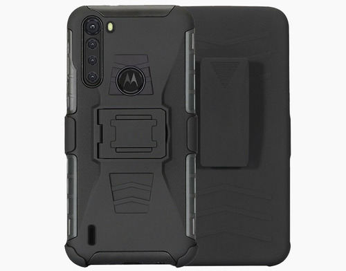 Funda Uso Rudo Combo Clip Motorola One Fusion +mica D Vidrio