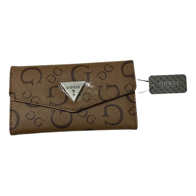 Bonita Cartera Guess Cierre Y Tarjetero 100% Color Marrón Claro Diseño De La Tela Liso | Meses sin interés