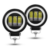 Par Faro 3.5  Led Lupa Ojo Angel Estrobo Arillo Gel Cob Auto