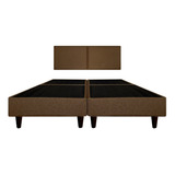 Recamara Base Cama Box Cabecera Praga Chocolate Queen Size Color Marrón