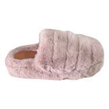 Pantuflas Pelos Piel Peluche Mujer Plataforma Liquidación 