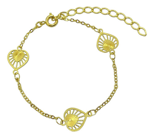 Pulsera Amparo Corazón Enchapado Oro 18k