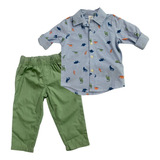 Conjunto De 2 Pz Camisa Con Botones/pantalón De Vestir Bebés