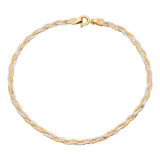 Pulsera Esclava Oro 10k Trenzada Florentina 18cm 3mm Italy Diámetro 6 Cm Largo 18 Cm