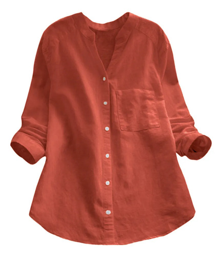 Blusa Ligera Para Mujer, Color Verano, Algodón Y Lino Long-s