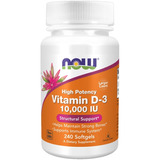 Vitamina D3 10.000 Ui 240softgel Now Foods  Vit D3 Importada