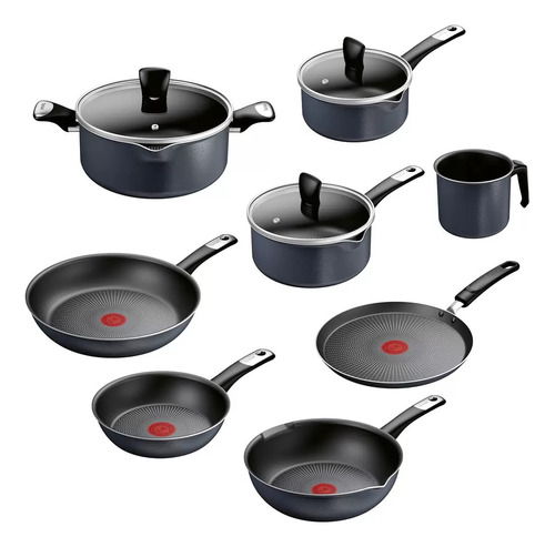 T-fal Hard Titanium Plus C3939182 Batería De Cocina Cst Color Negro