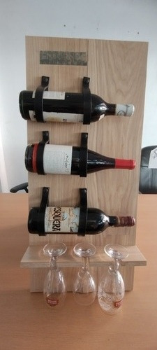 Porta Vinos 3 Botellas 3 Copas Con Correas De Cuero