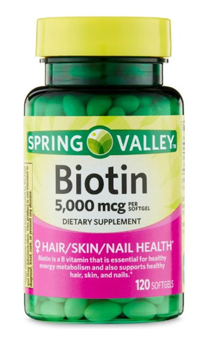 Biotina 5,000mcg 120 Caps Cabello Uñas Piel Biotin Spring Va