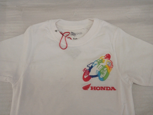 Remera De Niño Técnica Honda Bordada Color Blanco Talle 4