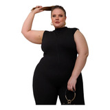 Macacão Longo Plus Size Regata Ziper Virginia Balada Grosso