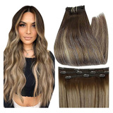 Extensiones Cabello Real 16in 3pz 60gr Marrón Ombre Con Dest