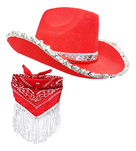 Conjunto De Chapéu De Cowboy Ocidental Com Bandana De