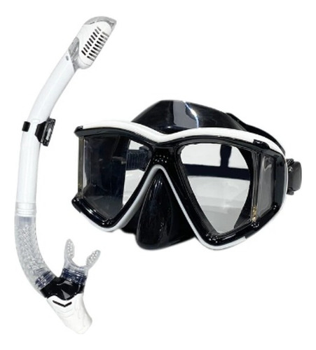 Kit Buceo Mascara Snorkel Profesional Ajustable Full Visión
