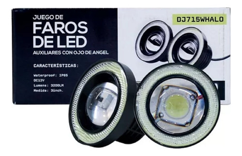 Kit Faros Led Auxiliar Lupa Busca Huella Ojo De Angel 12v Ml