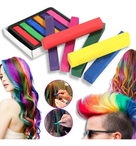 Tiza De 6 Colores Para Teñir Pintar Pelo Hair Chalk Fantacia