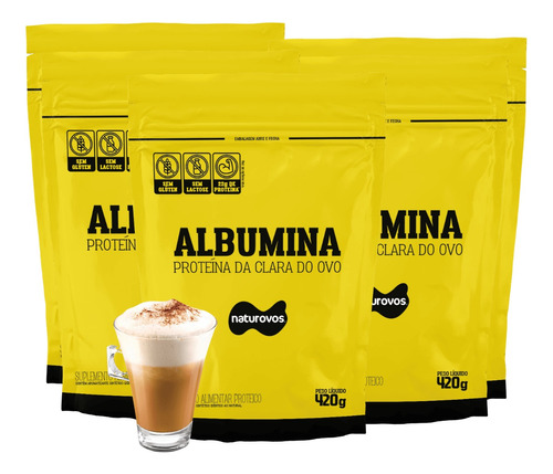 Kit 5 Pacotes Albumina Naturovos 420g - Café Mocaccino