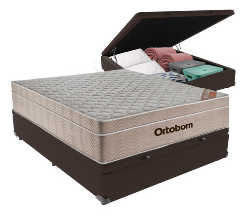 Cama Box Baú Viúvo Colchão Ortobom Airtech Springpocket