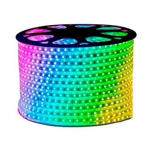 Mangueira Led Chata 100m Rgb 5050 16 Cores Fonte 220v Ip65