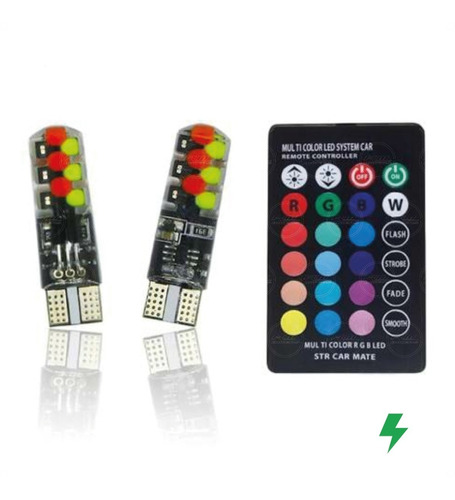 Par Focos T10 Rgb Con Estrobo Control Remoto Led Pellizco Mr