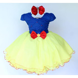 Vestido Infantil De Festa Branca De Neve Luxo Promoção