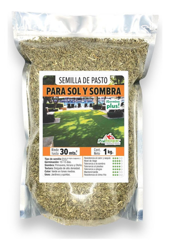 Semilla De Pasto Césped 1kg 30m Sol Y Sombra Ingles/survivor