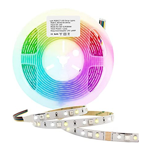 Luces De Tira Led Rgbww De 32.8 Pies Por Rollo, Regulab...