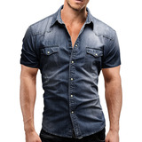 Camisa De Manga Corta Con Ropa Vaquera Informal Para Hombre