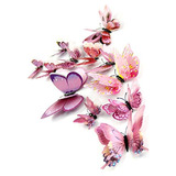 12pcs Mariposas 3d Rosadas Decoración Pared Arte (2*pink)