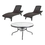 Juego De Reposeras Y Mesa Keter Pacific Sun Lounger Premium