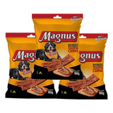 Kit 3un Petisco Para Cães Bifinho Magnus Carne 60g