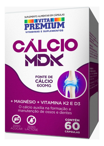 Calcion Mdk C/ 60 Cáps Vita Premium Calcio Magnesio K2 E D3