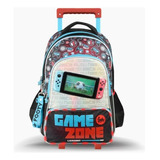 Mochila Escolar Con Carrito Game Zone C/luz Led Footy