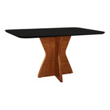 Mesa De Jantar Madri Madeira Maciça 140x80cm Tampo Preto