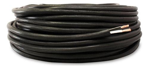 Rollo De 100m Cable Uso Rudo 2x18 Color Negro, Marca Luz En Linea, Capacidad 890 Watts, 7 Amperes, Uso En Exteriores