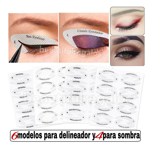 4 Planchas Stencil Para Delineado Maquillaje Sombra Ojos