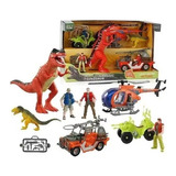 Set Dinosaurios Muñecos Y Carro Helicóptero Juguete Niños